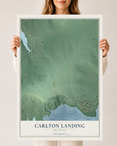 Map of Carlton Landing, Oklahoma, 24 x 36 inch unframed archival matte print