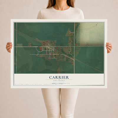 Map of Carrier, Oklahoma, 24 x 36 inch unframed archival matte print