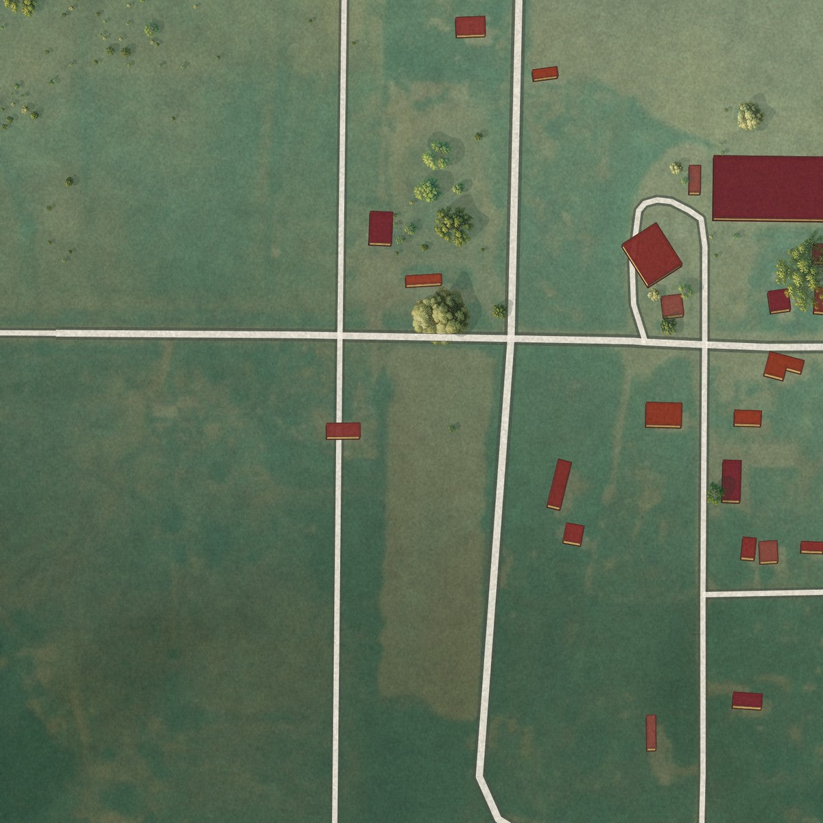 Second close-up of the map of Carter, Oklahoma print showing more streets and buildings
