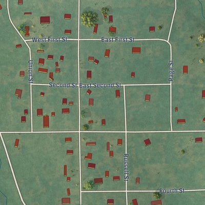 Close-up of the map of Castle, Oklahoma print showing street and building detail