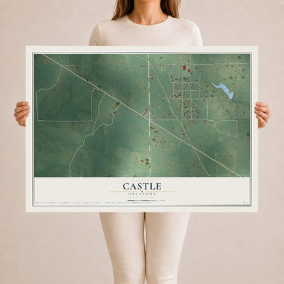 Map of Castle, Oklahoma, 24 x 36 inch unframed archival matte print