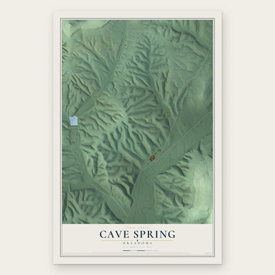 Cave Spring, Oklahoma map print, the full design