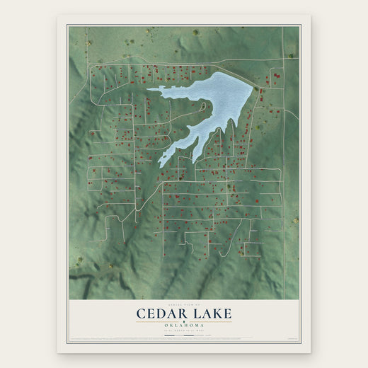 Cedar Lake, Oklahoma map print, the full design