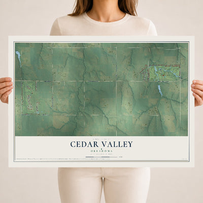 Map of Cedar Valley, Oklahoma, 18 x 24 inch unframed archival matte print