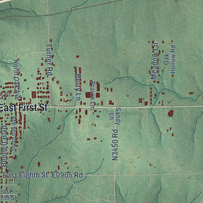 Second close-up of the map of Chandler, Oklahoma print showing more streets and buildings