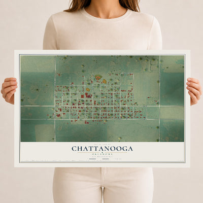 Map of Chattanooga, Oklahoma, 12 x 18 inch unframed archival matte print