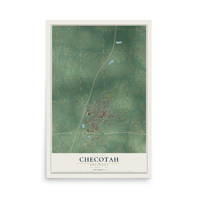 Map of Checotah, Oklahoma, 12 x 18 inch unframed archival matte print