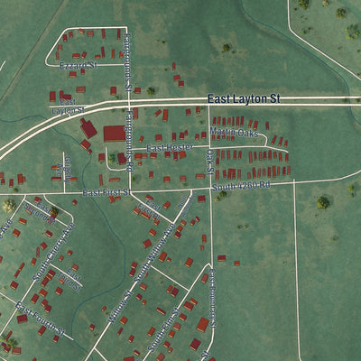 Second close-up of the map of Chelsea, Oklahoma print showing more streets and buildings