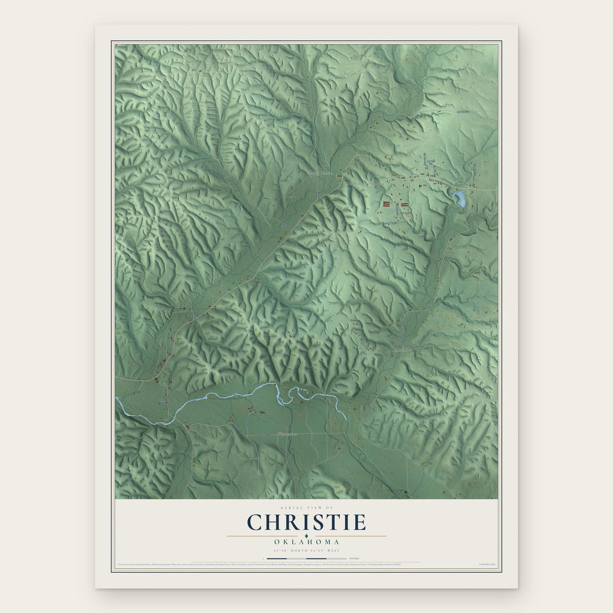 Christie, Oklahoma map print, the full design