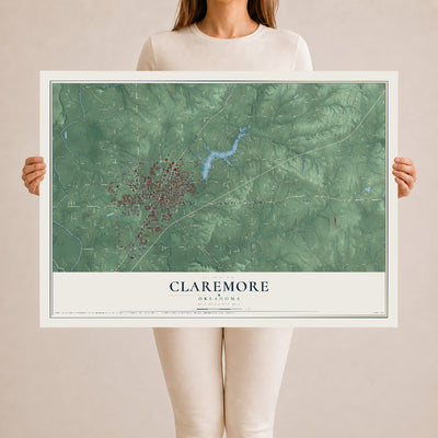 Map of Claremore, Oklahoma, 24 x 36 inch unframed archival matte print