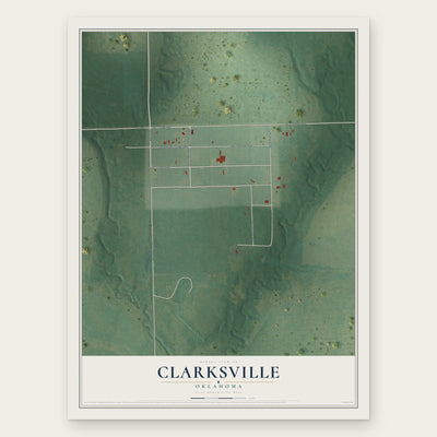 Clarksville, Oklahoma map print, the full design