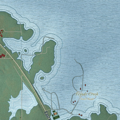 Second close-up of the map of Cleveland, Oklahoma print showing more streets and buildings