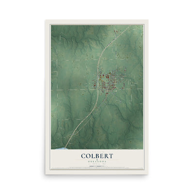 Map of Colbert, Oklahoma, 12 x 18 inch unframed archival matte print