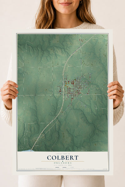 Map of Colbert, Oklahoma, 18 x 24 inch unframed archival matte print