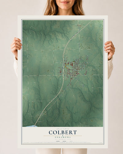 Map of Colbert, Oklahoma, 24 x 36 inch unframed archival matte print