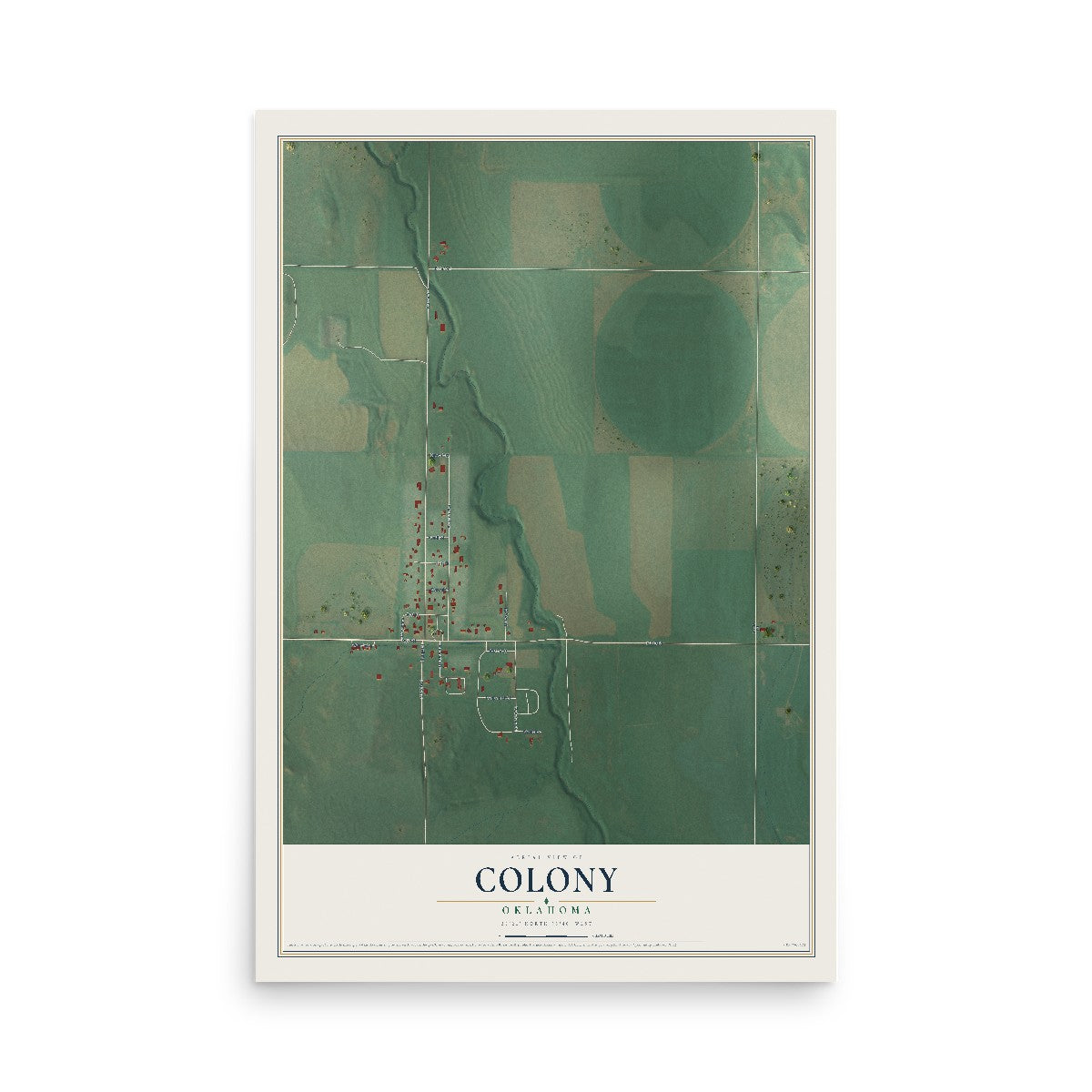 Map of Colony, Oklahoma, 12 x 18 inch unframed archival matte print