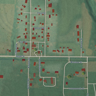 Close-up of the map of Colony, Oklahoma print showing street and building detail