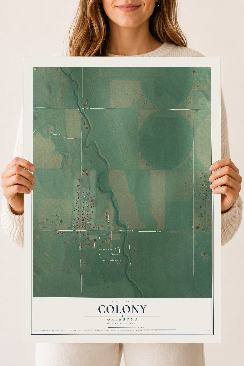 Map of Colony, Oklahoma, 18 x 24 inch unframed archival matte print