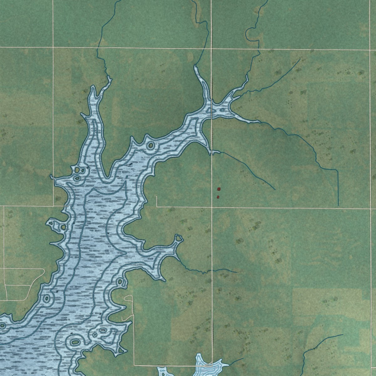 Close-up of the map of Comanche, Oklahoma print showing street and building detail