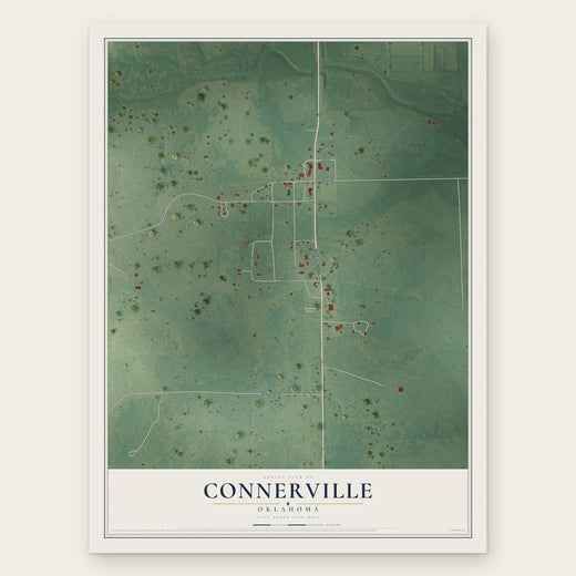 Connerville, Oklahoma map print, the full design