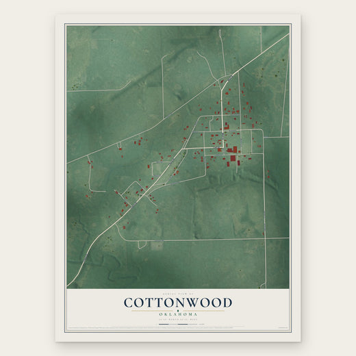 Cottonwood, Oklahoma map print, the full design