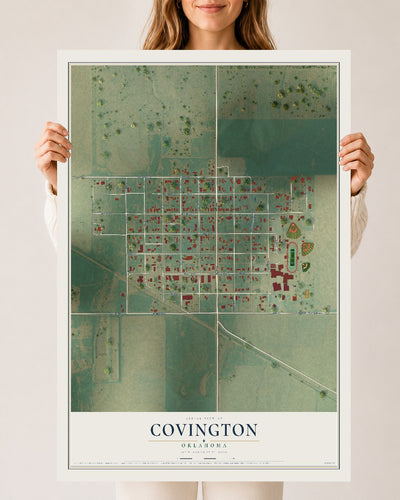 Map of Covington, Oklahoma, 24 x 36 inch unframed archival matte print