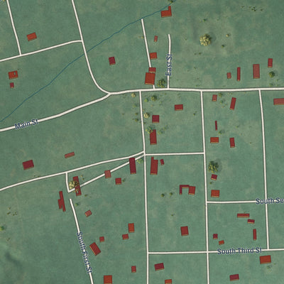 Close-up of the map of Cowlington, Oklahoma print showing street and building detail