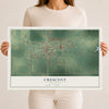 Map of Crescent, Oklahoma, 12 x 18 inch unframed archival matte print