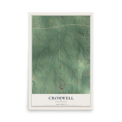 Map of Cromwell, Oklahoma, 12 x 18 inch unframed archival matte print