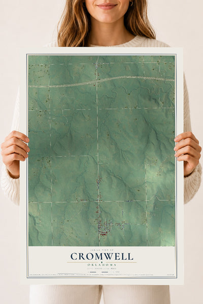 Map of Cromwell, Oklahoma, 18 x 24 inch unframed archival matte print