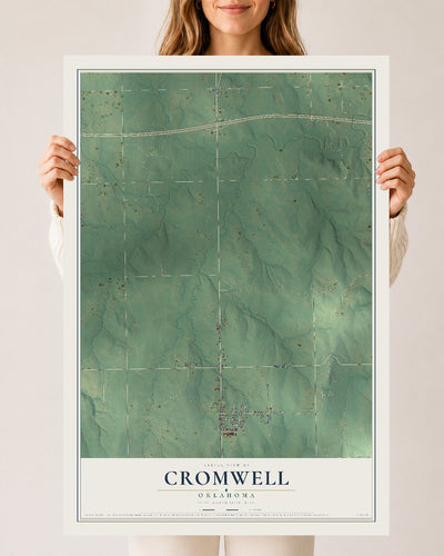 Map of Cromwell, Oklahoma, 24 x 36 inch unframed archival matte print