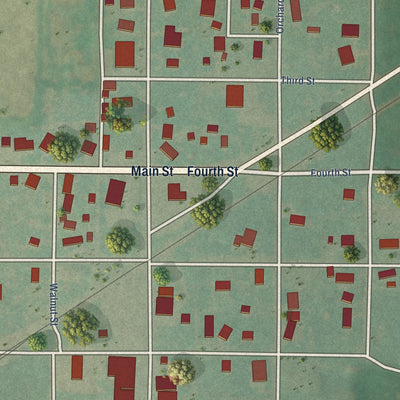 Close-up of the map of Custer City, Oklahoma print showing street and building detail