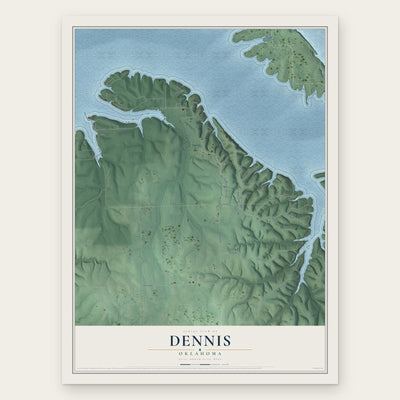 Dennis, Oklahoma map print, the full design
