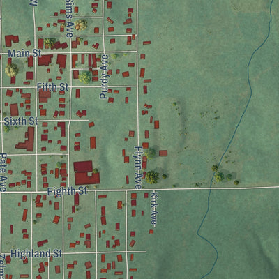 Close-up of the map of Depew, Oklahoma print showing street and building detail