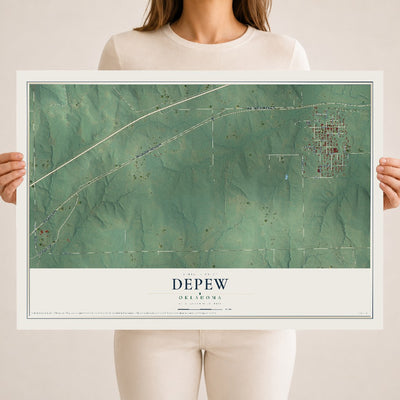 Map of Depew, Oklahoma, 18 x 24 inch unframed archival matte print