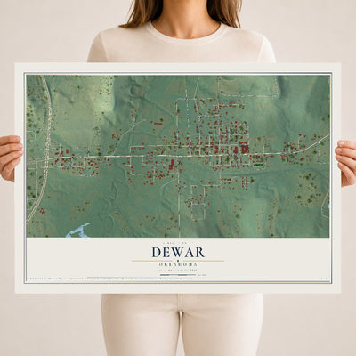 Map of Dewar, Oklahoma, 18 x 24 inch unframed archival matte print