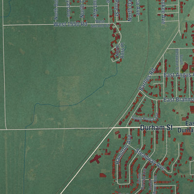 Second close-up of the map of Dewey, Oklahoma print showing more streets and buildings