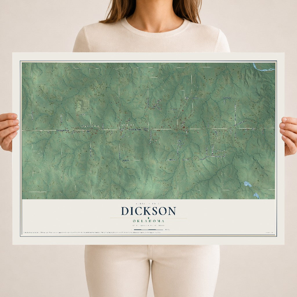 Map of Dickson, Oklahoma, 18 x 24 inch unframed archival matte print