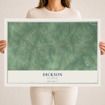 Map of Dickson, Oklahoma, 18 x 24 inch unframed archival matte print