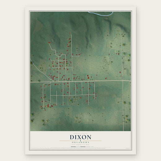 Dixon, Oklahoma map print, the full design