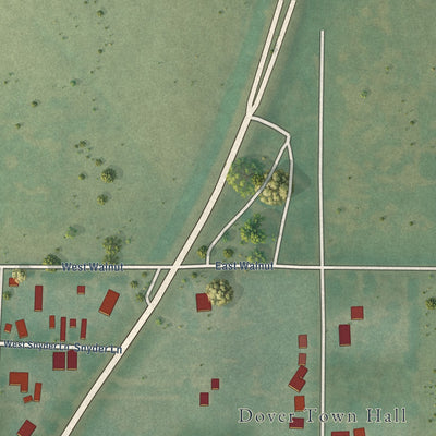 Second close-up of the map of Dover, Oklahoma print showing more streets and buildings
