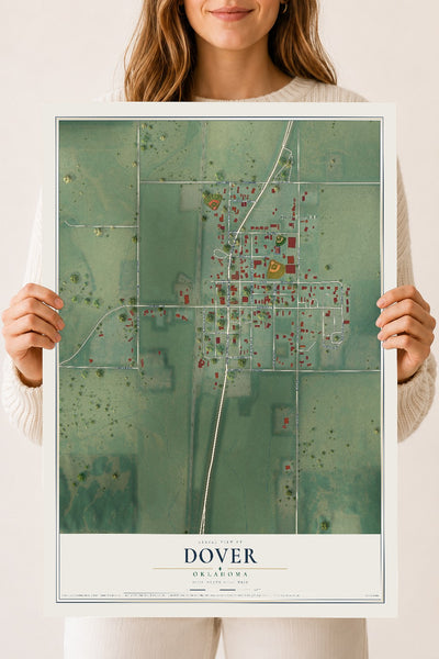 Map of Dover, Oklahoma, 18 x 24 inch unframed archival matte print