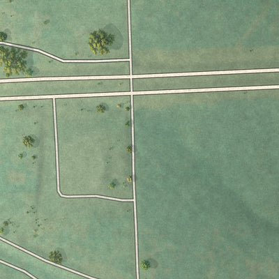 Close-up of the map of Dripping Springs, Oklahoma print showing street and building detail
