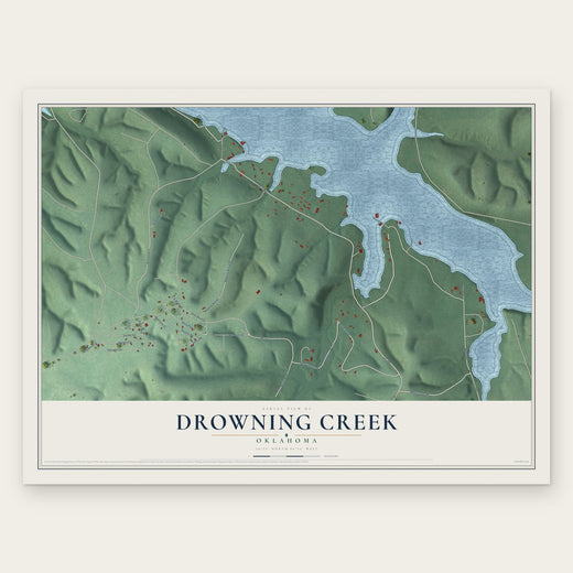 Drowning Creek, Oklahoma map print, the full design