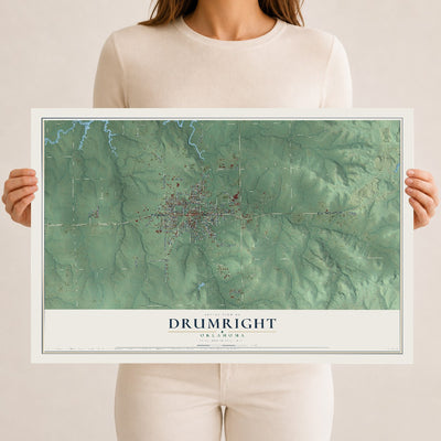 Map of Drumright, Oklahoma, 12 x 18 inch unframed archival matte print