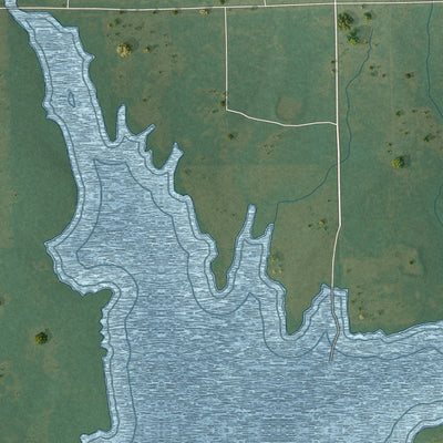 Close-up of the map of Duchess Landing, Oklahoma print showing street and building detail