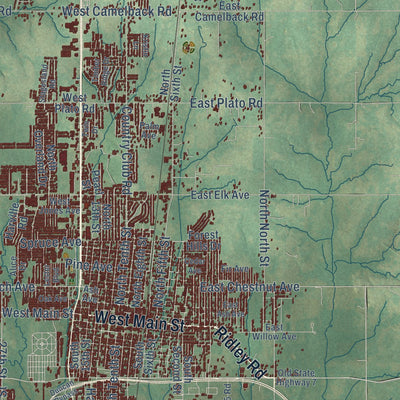 Close-up of the map of Duncan, Oklahoma print showing street and building detail