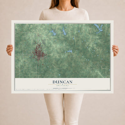Map of Duncan, Oklahoma, 24 x 36 inch unframed archival matte print