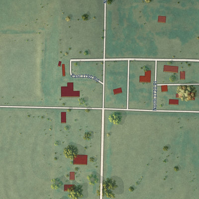 Close-up of the map of Durham, Oklahoma print showing street and building detail