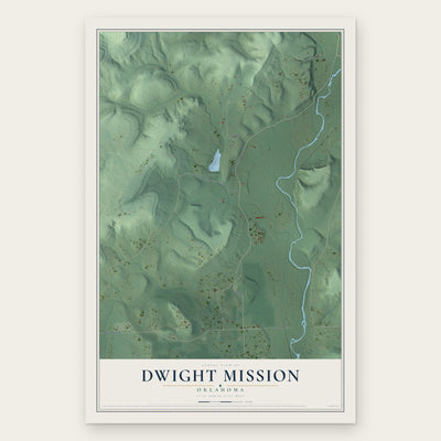Dwight Mission, Oklahoma map print, the full design